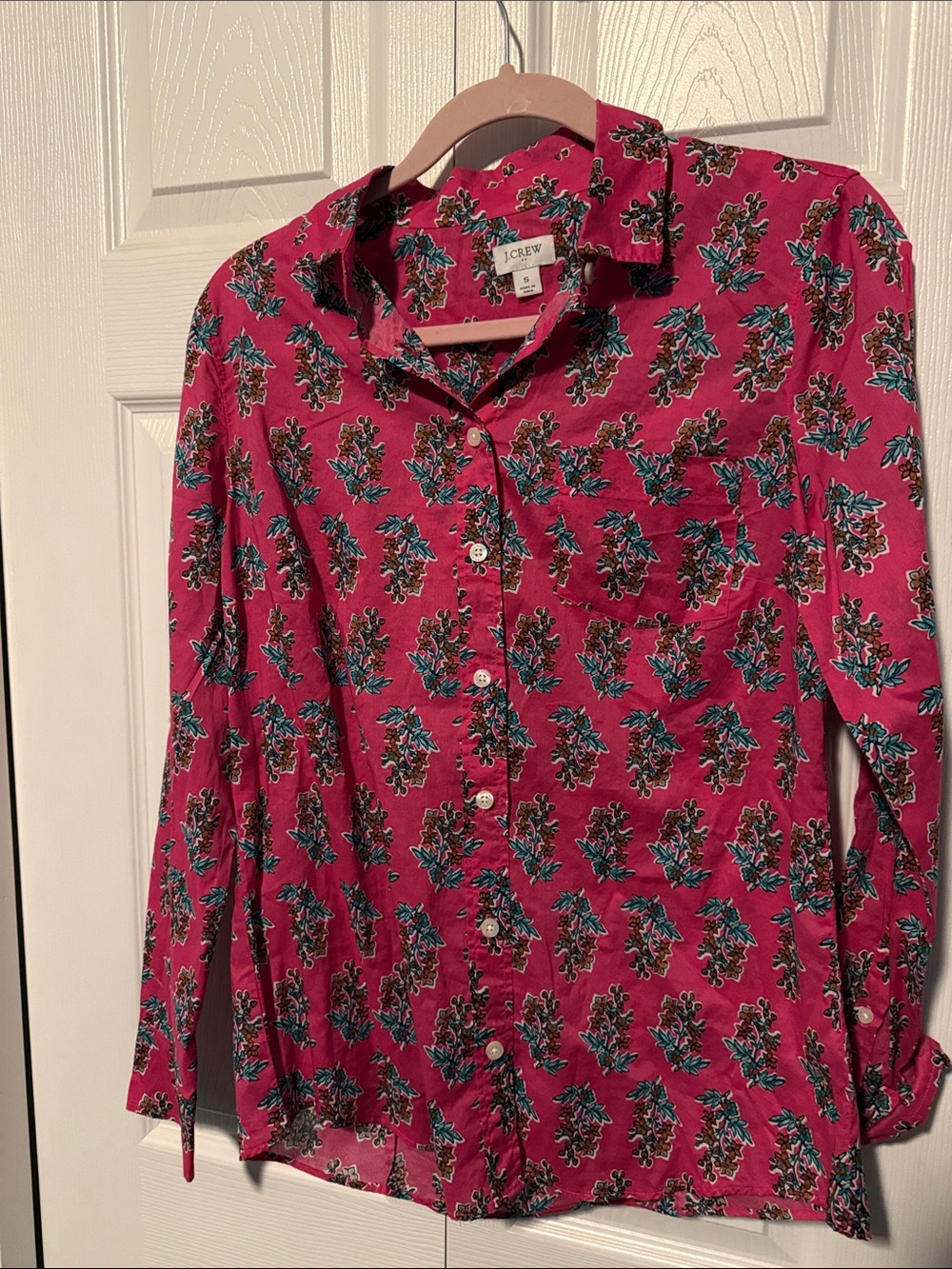 J. Crew women’s Magenta Floral Button-Down Shirt